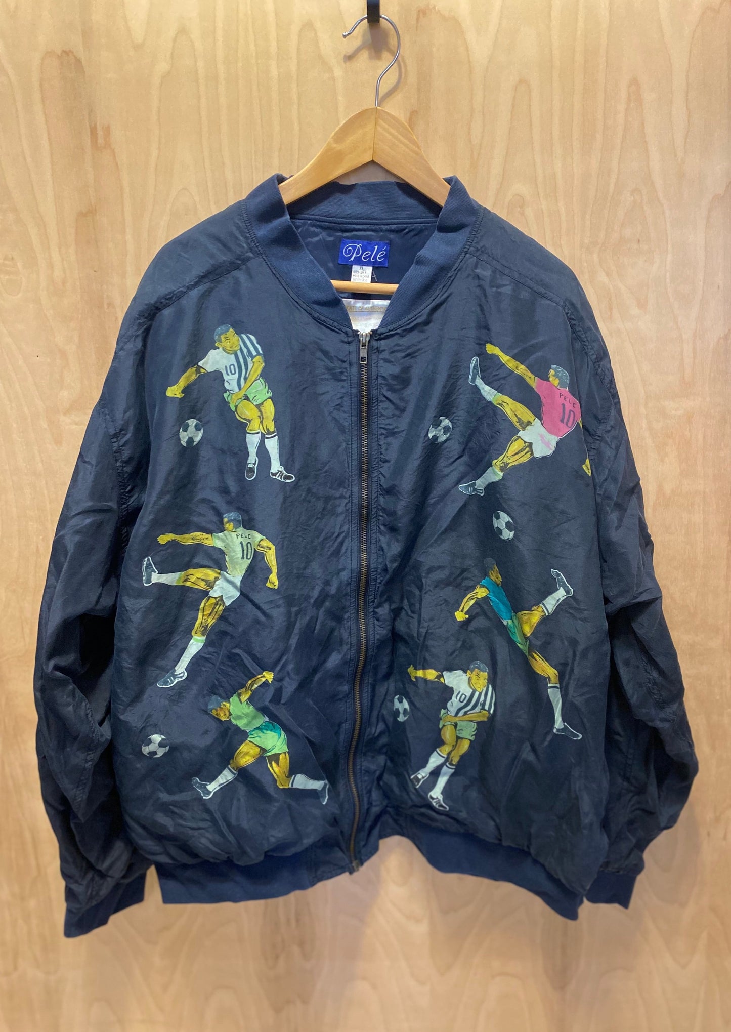 Vintage auténtica chaqueta bomber de fútbol "Pele" (XL)