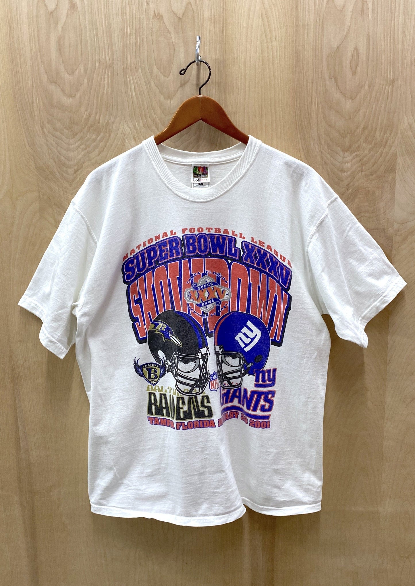 2001 Superbowl Showdown Giants/Ravens T-Shirt (4811525816400)