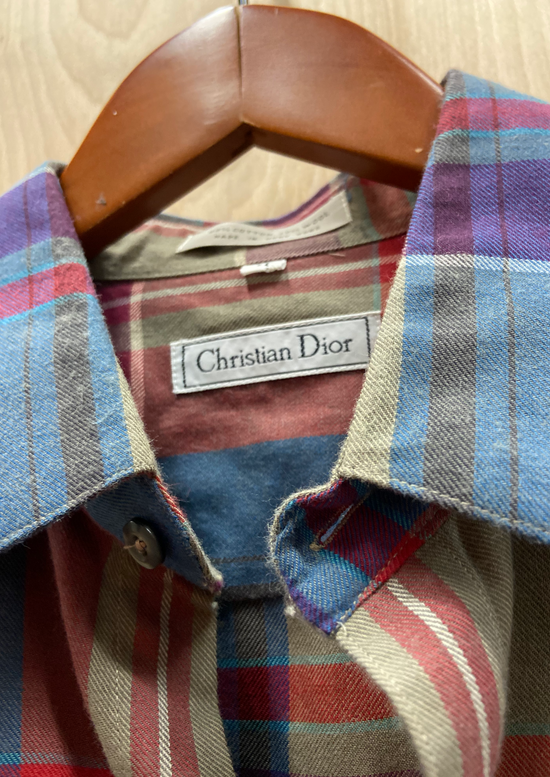 Cargar imagen en el visor de la galería, Camisa con botones a cuadros de Christian Dior (M)
